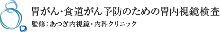 胃がん・食道がん予防のための胃内視鏡検査 監修:あつぎ内視鏡・内科クリニック