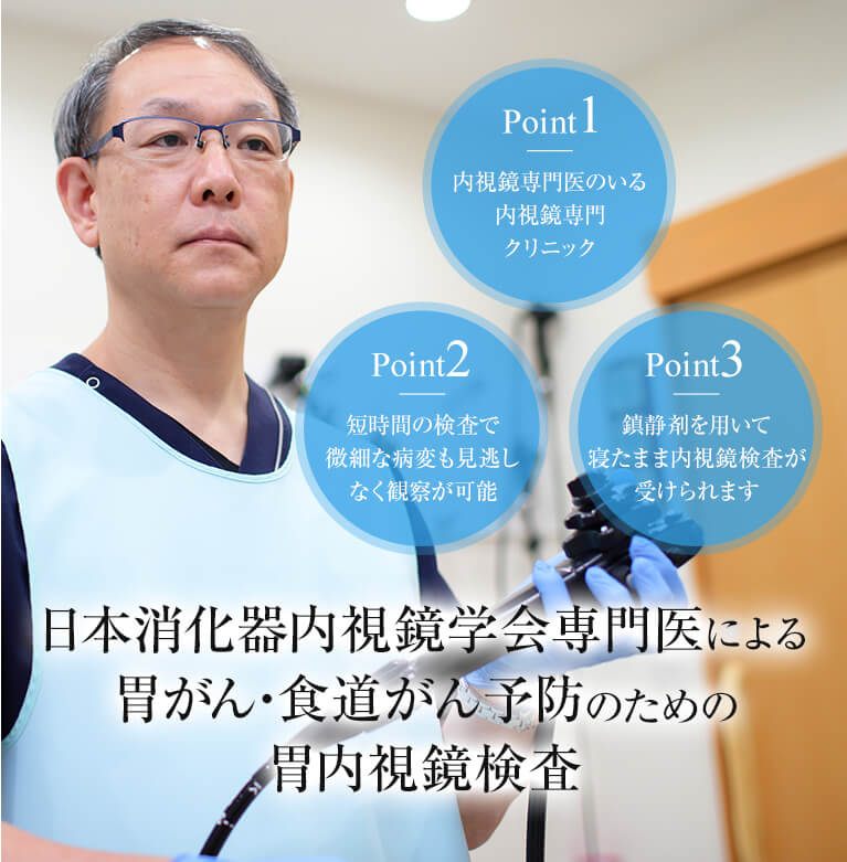 日本消化器内視鏡学会専門医による胃がん・食道がん予防のための胃内視鏡検査